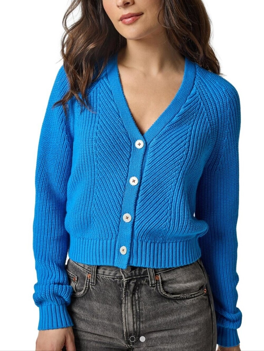 NWT! Lilla P, Shrunken V-Neck Cardigan,  Dutch Blue, Size Small. MSRP $258